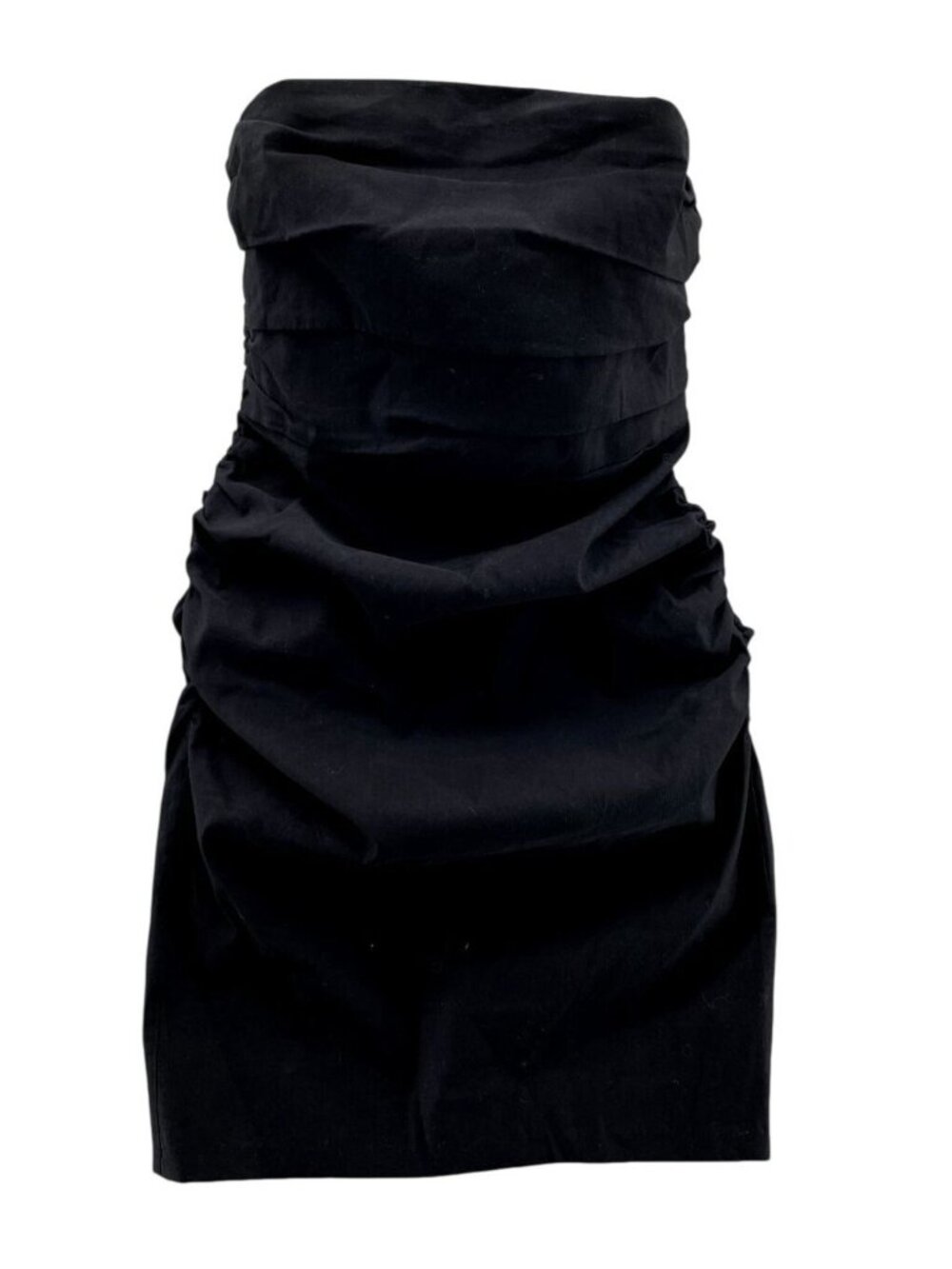 NWT Anthropologie Petite Black Ruched Strapless Mini Dress Large LP  MSRP $140